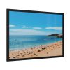 Crowded Beach with Tourists Framed Poster