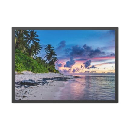 Tropical Beach Sunset Landscape Framed Poster