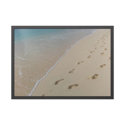 Foot Prints on Sand Framed Poster