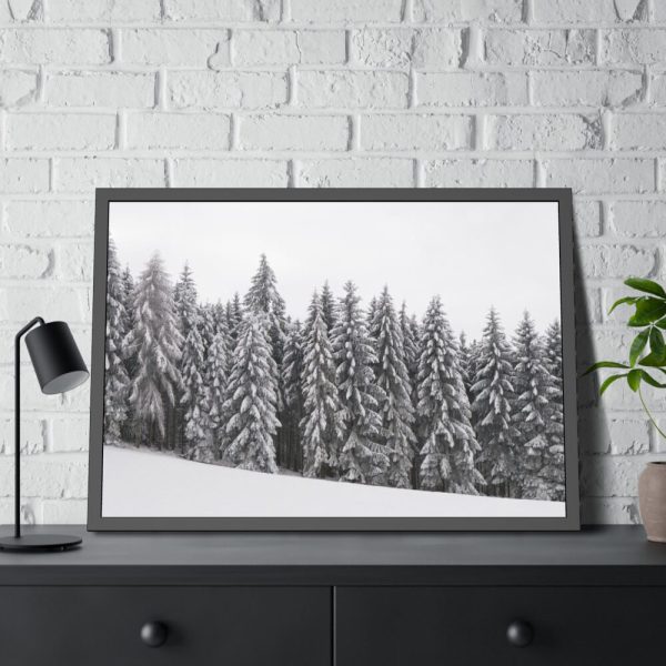 93854-619.jpg Snow Covered Trees in Forest Framed Poster