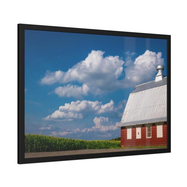 93854-85.jpg Cornfield and Red Barn Scenic Framed Poster