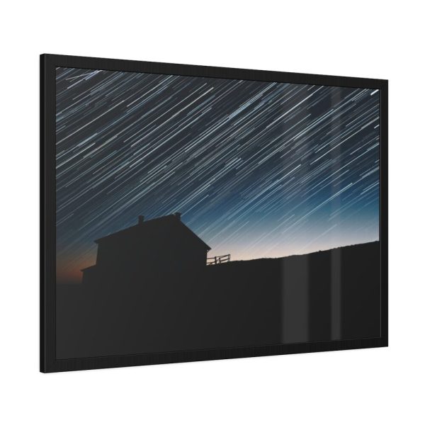 93854-89.jpg Long Exposure of the Star Trails Above the Barn Framed Poster