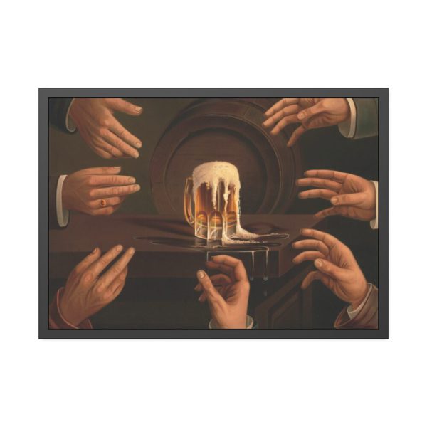 93855-20.jpg Seven Male Hands Encircling a Mug of Beer Framed Poster