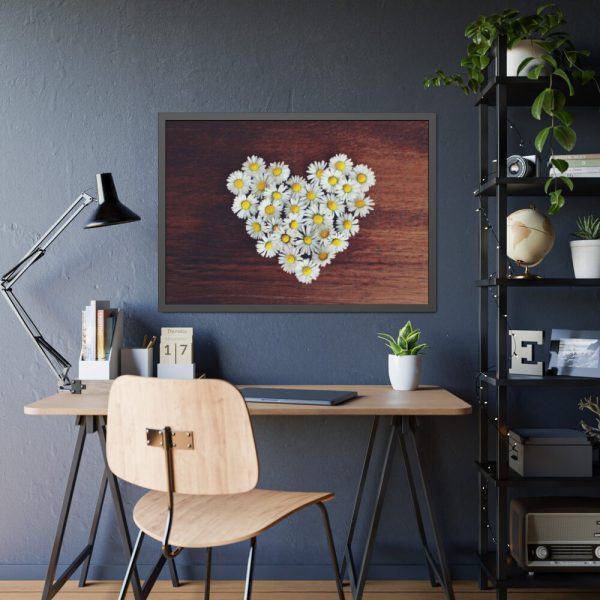 93855-350.jpg White Daisy in Heart Shape Framed Poster