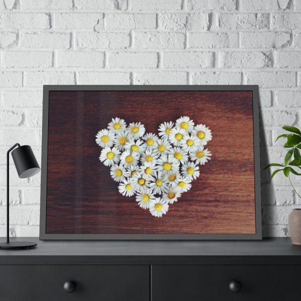 93855-351.jpg White Daisy in Heart Shape Framed Poster
