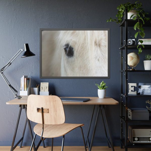 93855-410.jpg Half of a White Horse Face Framed Poster