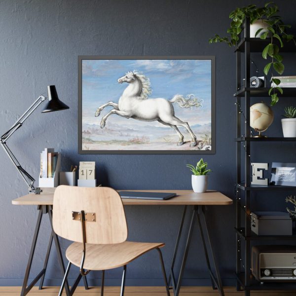 White horse Painting by Joris Hoefnagel Framed Poster