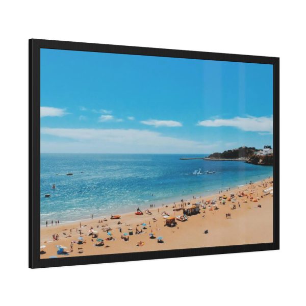 Crowded Beach with Tourists Framed Poster