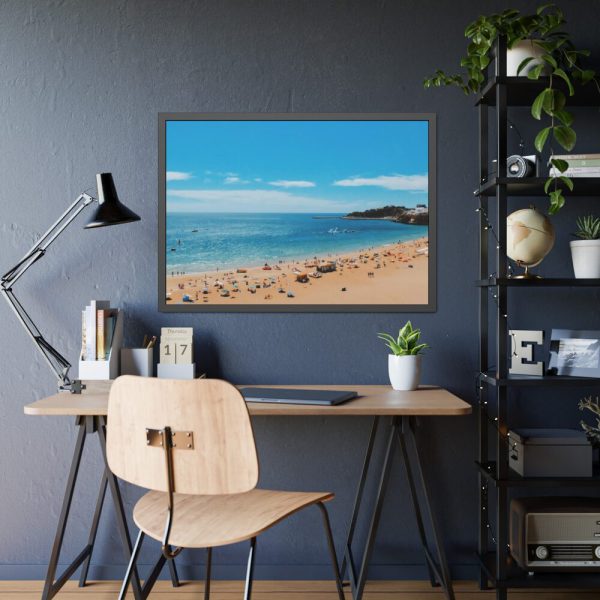 Crowded Beach with Tourists Framed Poster