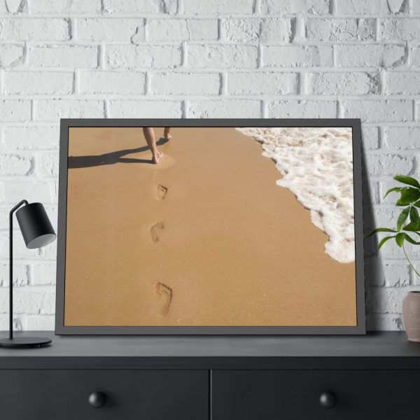 93855-571.jpg Free Foot Prints on the Beach Framed Poster