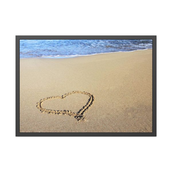 93855-588.jpg Heart Drawn on Sand at Beach Framed Poster