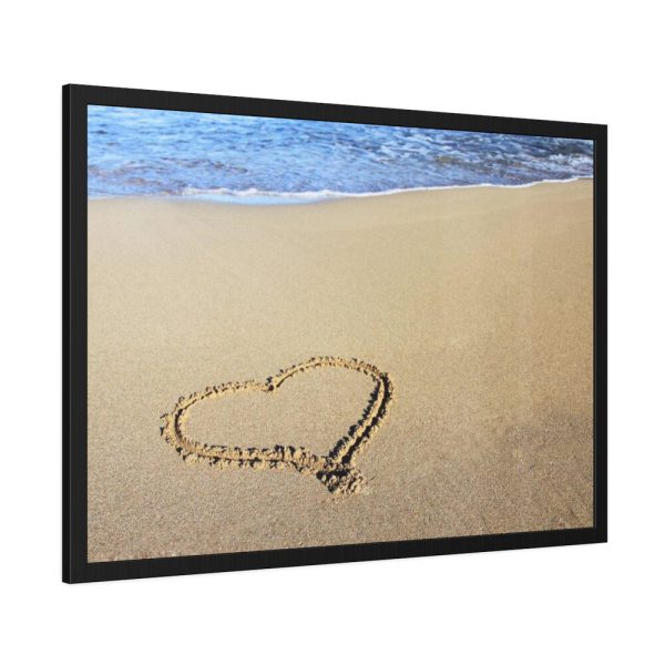 93855-589.jpg Heart Drawn on Sand at Beach Framed Poster