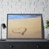 93855-591.jpg Heart Drawn on Sand at Beach Framed Poster