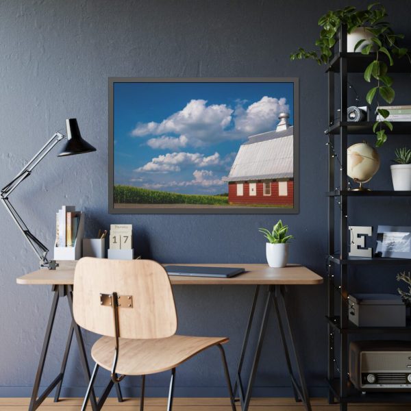 93855-86.jpg Cornfield and Red Barn Scenic Framed Poster