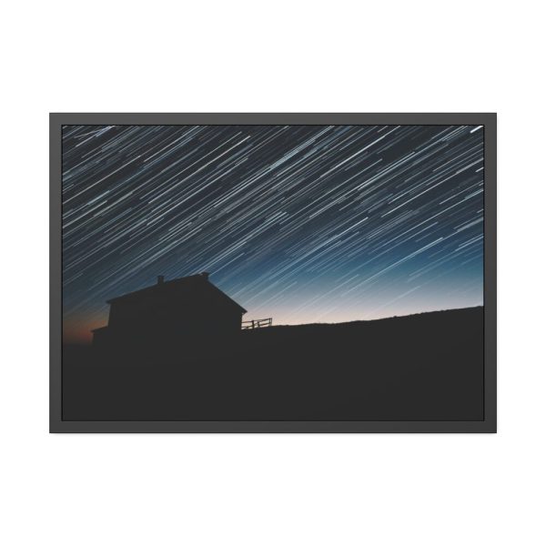 93855-88.jpg Long Exposure of the Star Trails Above the Barn Framed Poster