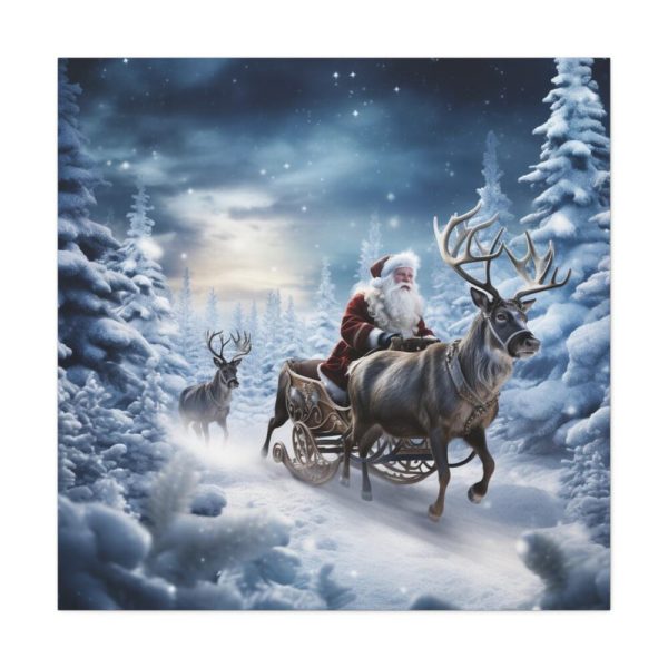 101419-131.jpg Santa And Reindeer In Snow Standard Canvas