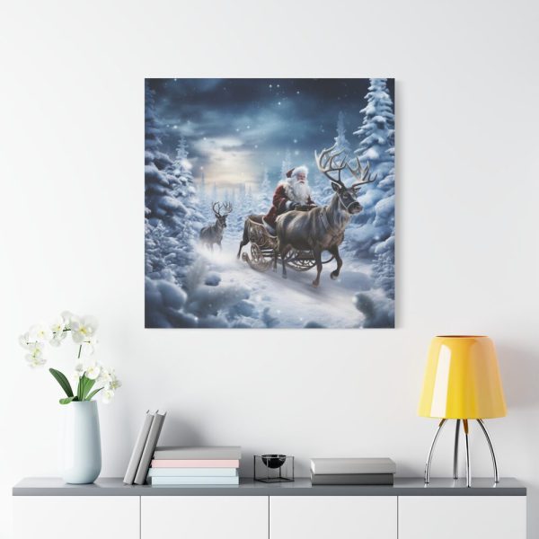 101419-132.jpg Santa And Reindeer In Snow Standard Canvas