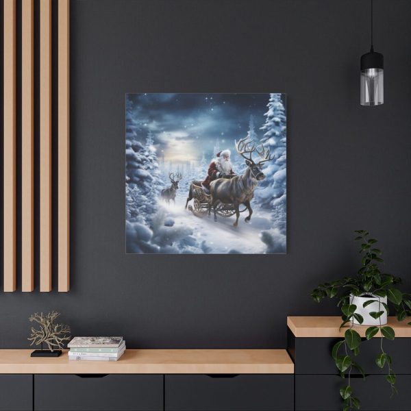 101419-133.jpg Santa And Reindeer In Snow Standard Canvas