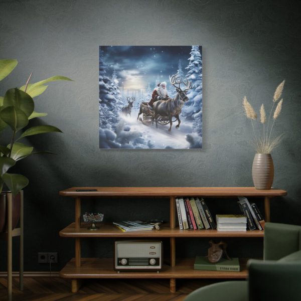 101419-134.jpg Santa And Reindeer In Snow Standard Canvas