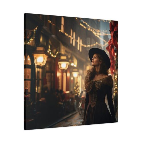 Vintage Woman In Town At Christmas Standard Canvas
