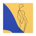Line Art Drawing of a Woman Standing Standard Canvas - Image 2