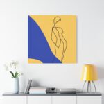 Line Art Drawing of a Woman Standing Standard Canvas - Image 3
