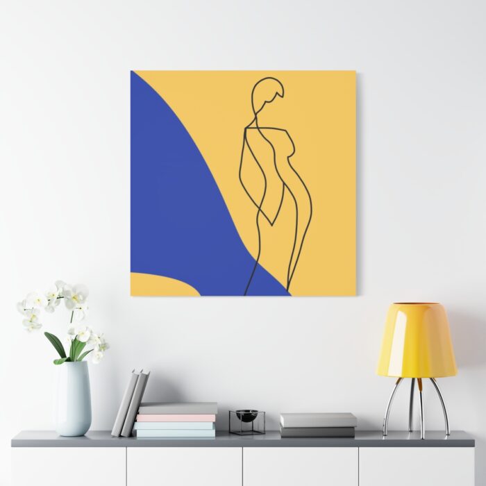 Line Art Drawing of a Woman Standing Standard Canvas - Image 3