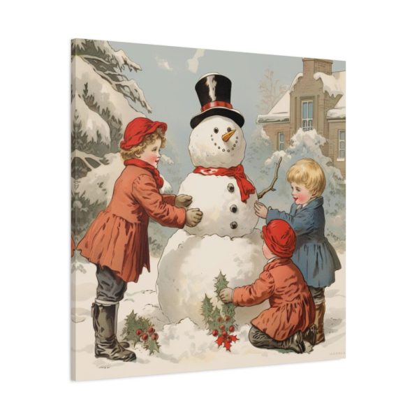 101419-395.jpg Vintage Children Building A Snowman Standard Canvas
