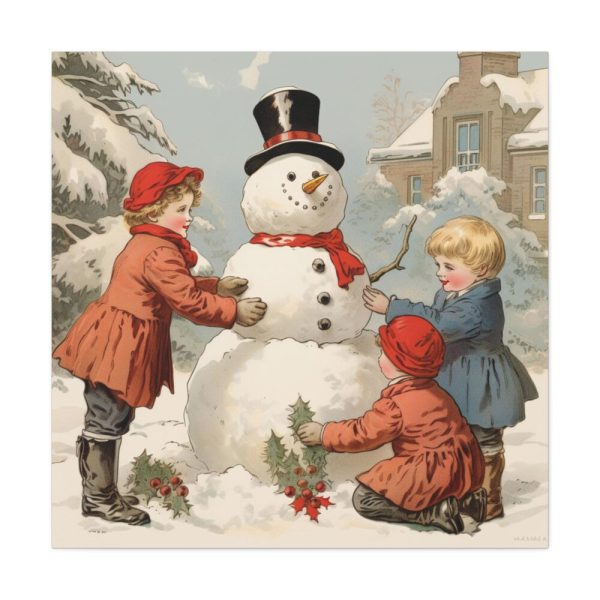 101419-396.jpg Vintage Children Building A Snowman Standard Canvas