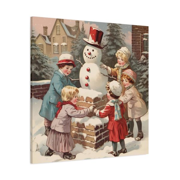 101419-405.jpg Children Building a Snowman in Their Front Yard Standard Canvas