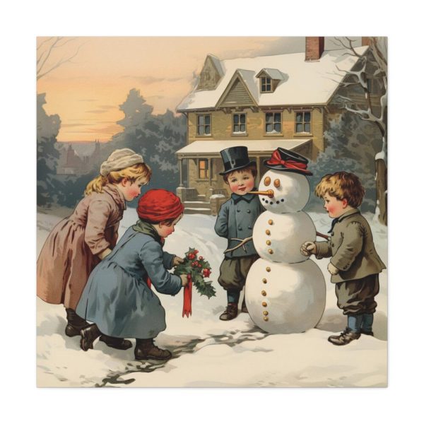 101419-411.jpg LIittle Children With Snowman Standard Canvas