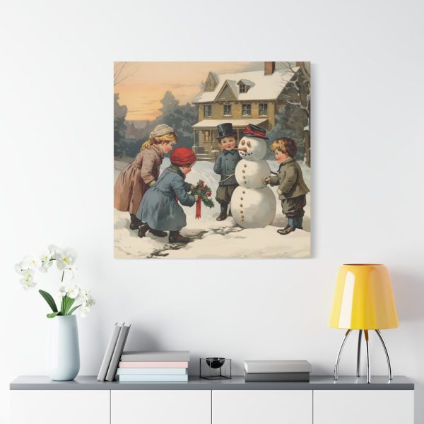 101419-412.jpg LIittle Children With Snowman Standard Canvas