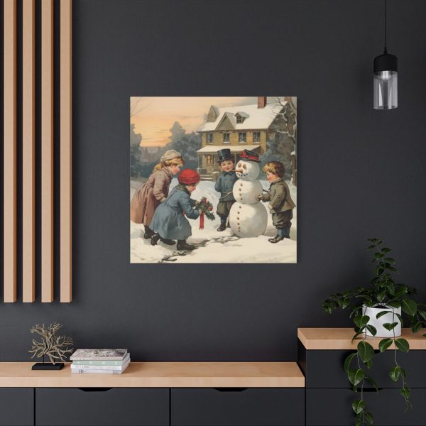 101419-413.jpg LIittle Children With Snowman Standard Canvas