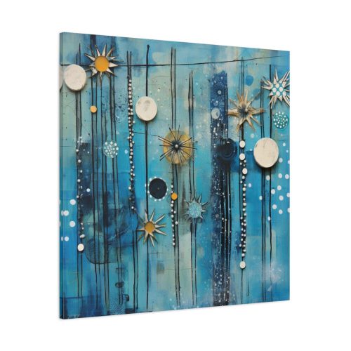 Geometric Abstract Blue Painting Standard Canvas