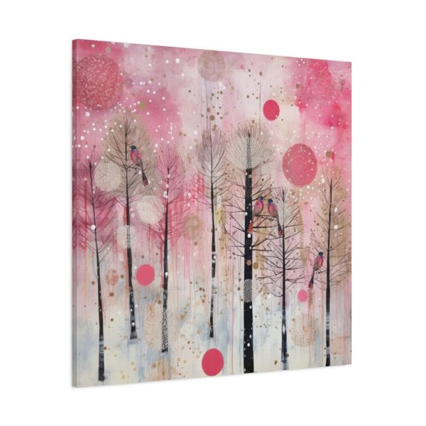 Whimsical Pink Winter Forest Art Standard Canvas