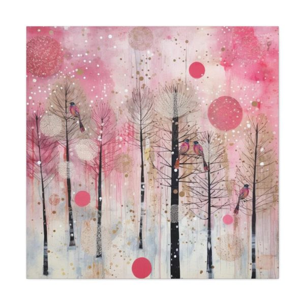 Whimsical Pink Winter Forest Art Standard Canvas