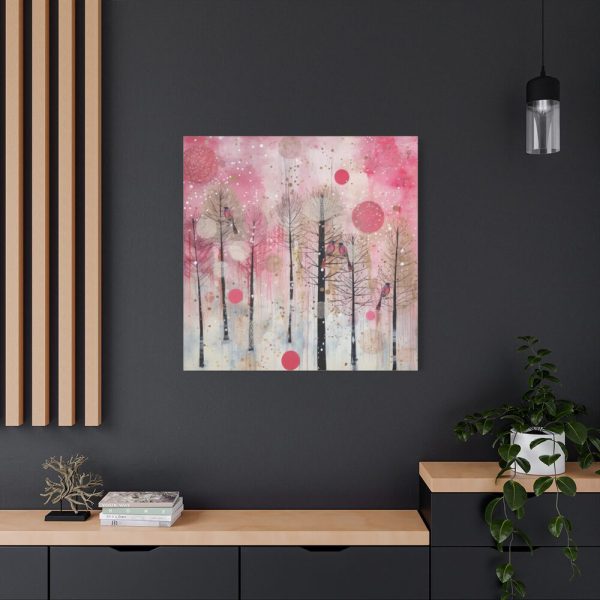 Whimsical Pink Winter Forest Art Standard Canvas