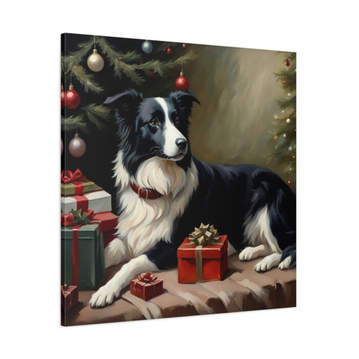 Border Collie Vintage Christmas Standard Canvas - Image 1