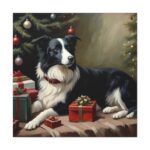 Border Collie Vintage Christmas Standard Canvas - Image 2