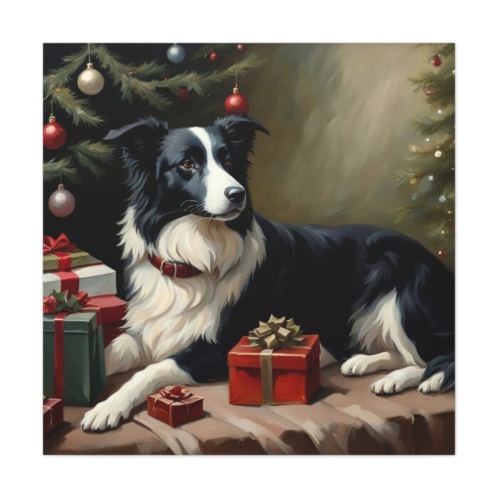Border Collie Vintage Christmas Standard Canvas - Image 2