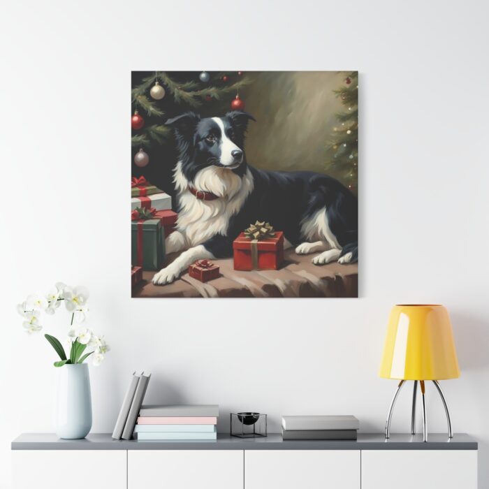 Border Collie Vintage Christmas Standard Canvas - Image 3