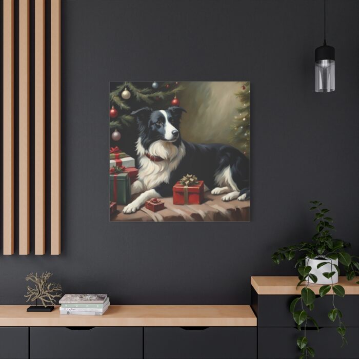 Border Collie Vintage Christmas Standard Canvas - Image 4