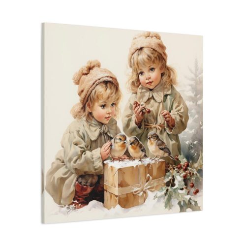 Bird And Child Christmas Art Standard Canvas