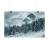101825-16.jpg Car in Mountain Landscape With Snowy Trees Poster