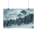 Car in Mountain Landscape With Snowy Trees Poster - Image 117