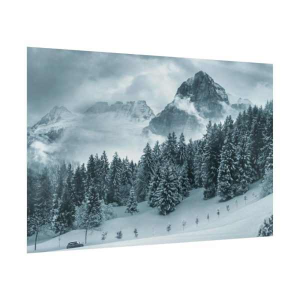 101826-17.jpg Car in Mountain Landscape With Snowy Trees Poster
