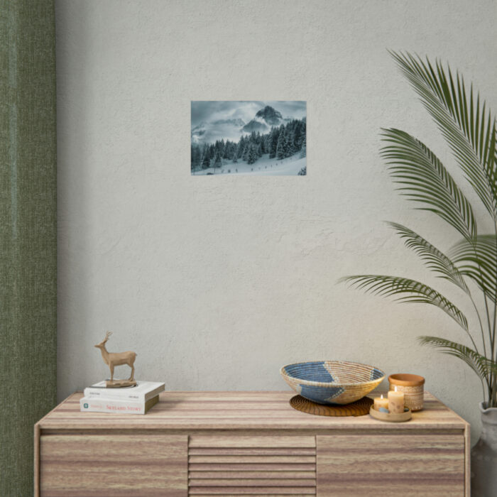 Car in Mountain Landscape With Snowy Trees Poster - Image 119