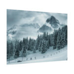 Car in Mountain Landscape With Snowy Trees Poster - Image 143