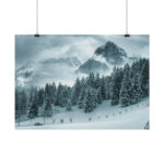 Car in Mountain Landscape With Snowy Trees Poster - Image 152