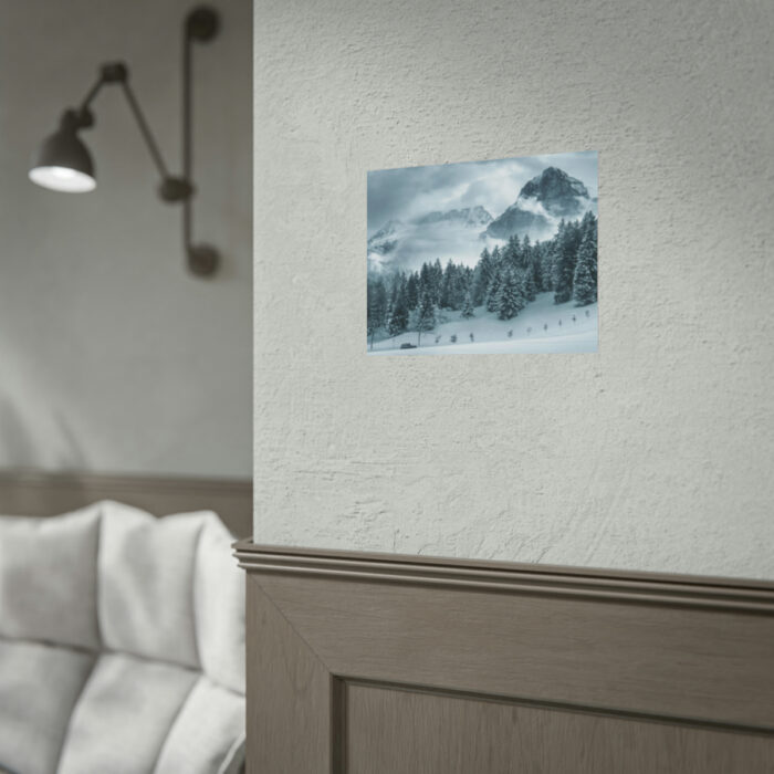 Car in Mountain Landscape With Snowy Trees Poster - Image 185